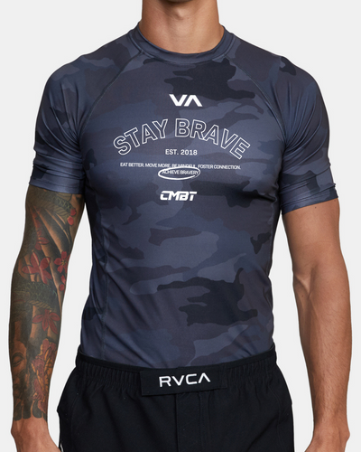 Stay Brave x RVCA Sport Short Sleeve Rashguard Black Camo