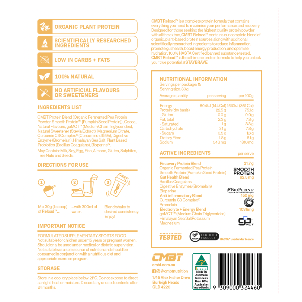 CMBT Reload™ Protein Salted Caramel Ingredients